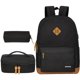 thumbnail image 1 of Set de mochilas SUPACOOL, mochila casual para portátil, negra, 3 piezas, 1 of 7