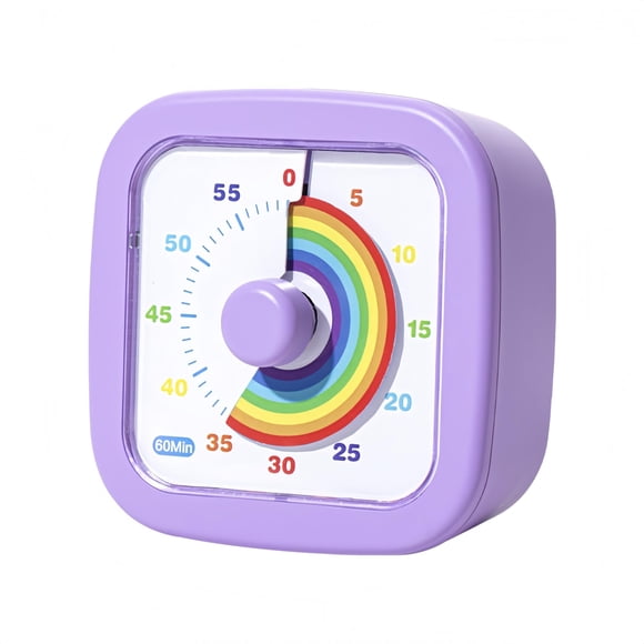 Temporizador Visual Infantil Arcoíris - Temporizador de Cuenta Atrás de 60 Minutos para Gestión del Tiempo para Niños y Adultos, Temporizador para Cocina, Aula y Reuniones (Morado)