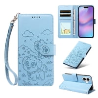 Funda Billetera Foxdock Compatible Con Iphone 17 , Diseño Perrito Tierno, Ranuras Para Tarjetas Y Soporte Plegable