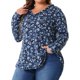 thumbnail image 4 of Agnes Orinda Ropa de Halloween para Mujeres de Talla Grande Tops Florales para Escuela y Universidad Blusa Túnica con Volantes de Cuello en V y Manga Larga 2X Azul Marino, 4 of 6
