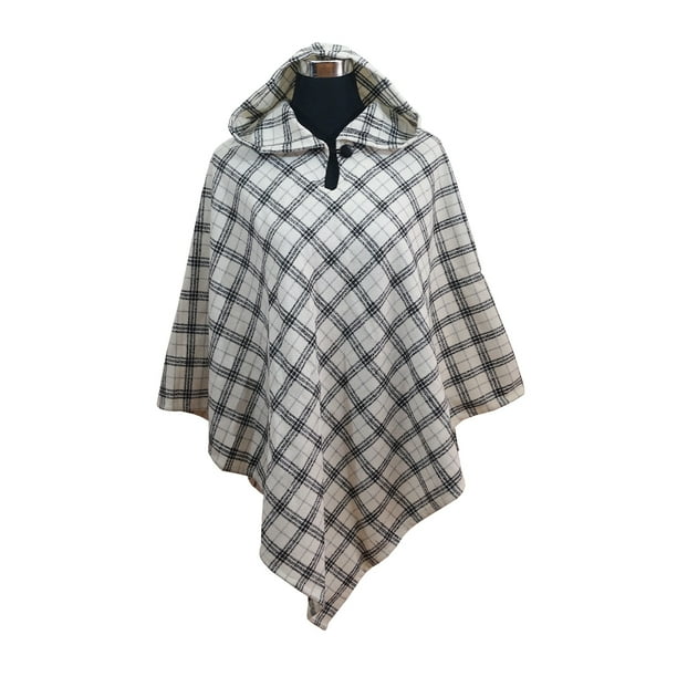 Poncho Unisex Capucha 100% Lana - Corto - Negro
