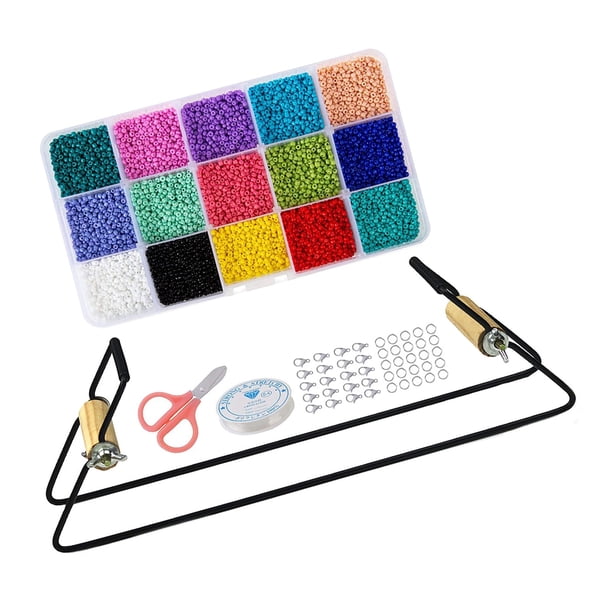 El kit de telar de de metal incluye cuerda elástica, , broches de langosta, anillos de salto abiertos y tijeras para collares, pulseras