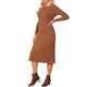 thumbnail image 4 of INSPIRE CHIC Vestido de Mujer de Manga Larga Otoño 2026 Cuello Redondo Tejido de Punto Acanalado Plisado Vestido Midi Línea A XL Marrón, 4 of 6