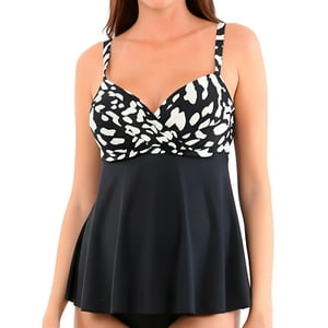 Samia - Tankini Básico Para Embarazada Estampado Negro