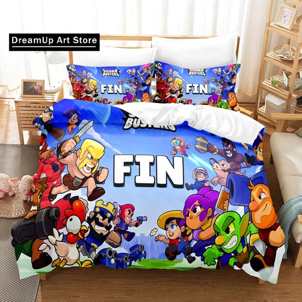 x1289 Bed Sheets Fashion Game S-Squad Busters Bedding Set Boys Girls Twin Full Size Duvet Cover Pillowcase Bed Set Adult Bedroom 3-Piece Bedding Set (1 Duvet Cover + 2 Pillow Shams) nj1289