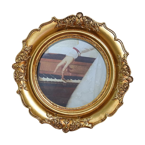 Marco de fotos, exhibición de marcos de fotos, hecho a mano, bricolaje, diseño retro, decoración del hogar, decoración de mesa para oficina, sala de e Oro