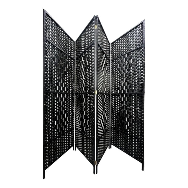 Biombo De Madera Resistente 4 Paneles Completo 200x180cm negro