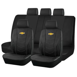 Jj Group - Fundas Asiento Chevrolet Eco Cuero Negro – 9 Piezas Bordadas