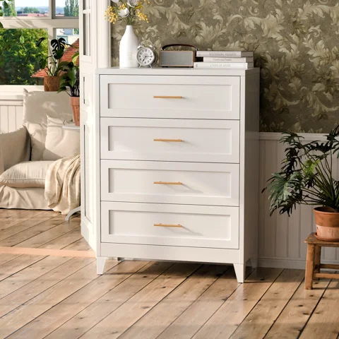 Recilock - Cómoda 4 Cajones Metálica Modelo 110X80X40 Cm - Linea White Yxg-06