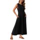 thumbnail image 4 of INSPIRE CHIC Vestidos sin mangas para mujer con botones, ajuste acampanado, línea A, fluido, casual, vestidos largos, atuendos de verano, talla S, negro, 4 of 6