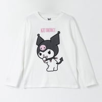Polera Manga Larga Niña Kuromi Blanco Hello Kitty