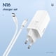 thumbnail image 3 of Cargador Adaptador USB-A + 2 Tipo-C 65W GaN + Cable 1m 100W Hoco N16, 3 of 4