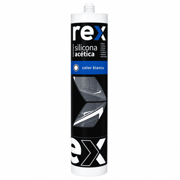 Silicona Acética Blanca con Fungicida Rex Cartucho 300 ml