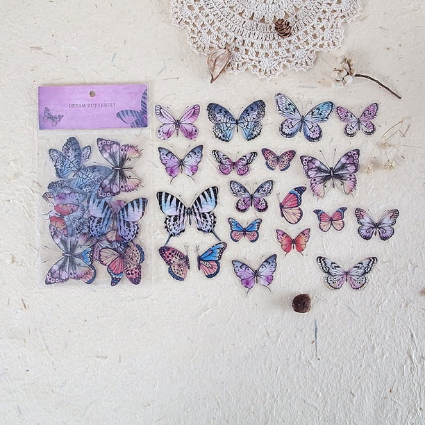 40pcs Vibrant Butterfly and Dragonfly Pattern Stickers for DIY Scrapbooking and Hand Account Decoration