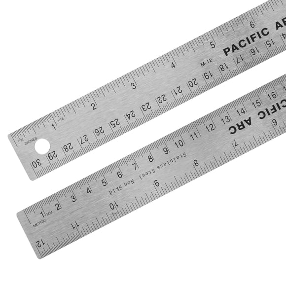 Regla Pacific Arc 30 cm de Acero Inoxidable con Respaldo de Corcho