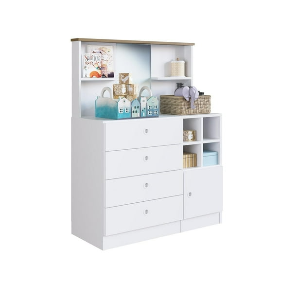Cómoda Infantil Kidscool Amore 4 Cajones 1 Puerta Blanco