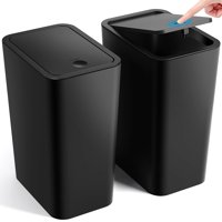 Bote De Basura Itcprl Para Baño Con Tapa, 15 Litros, 4 Galones, 2 Unidades, Color Negro