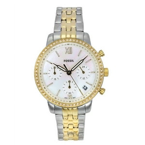 Reloj Fossil Neutra Chronograph Two Tone Stainless Steel White Mother Of Pearl Dial Quartz Es5216 Women'S Watch