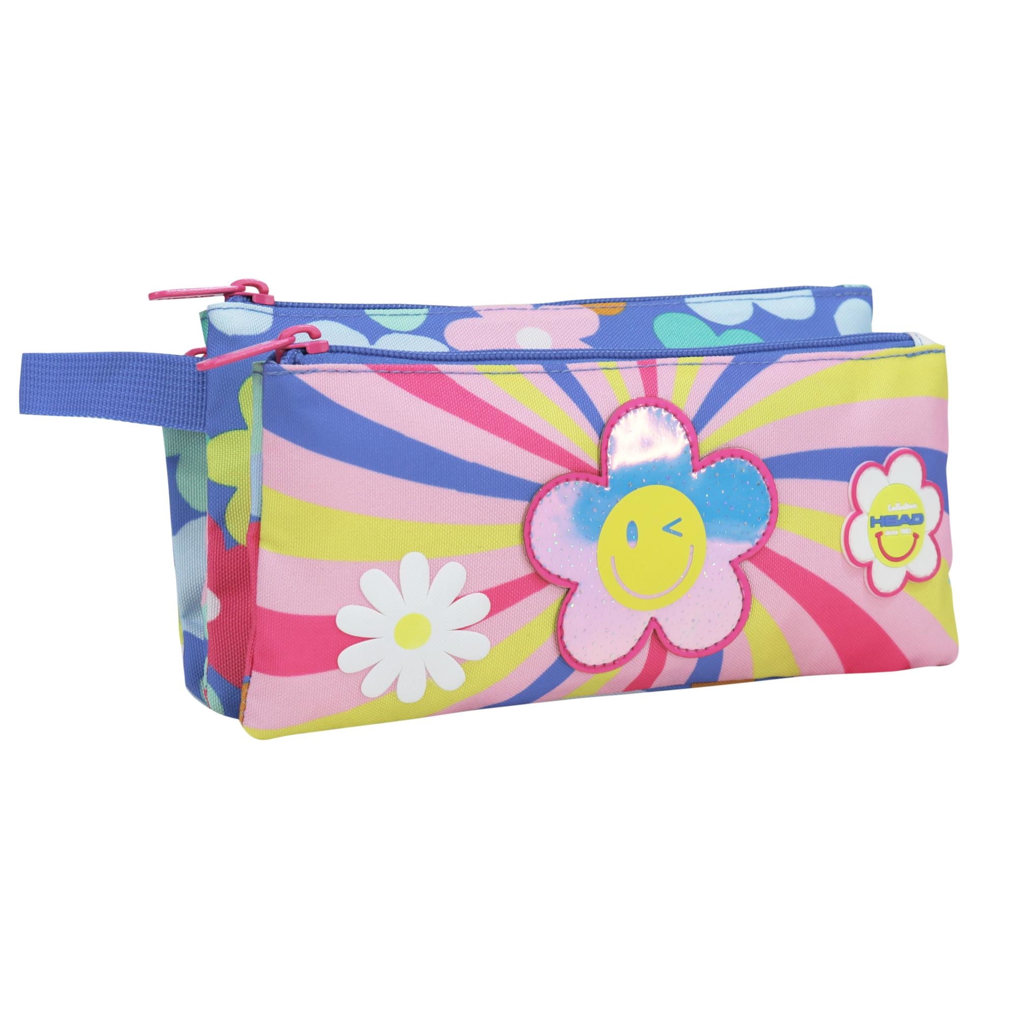 Estuche Infantil Triple Celerio Smile Flowers Morado Head