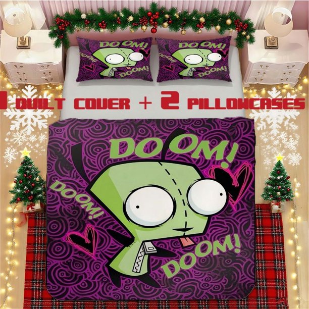 Invader Zim Print Soft Polyester Bedding Set Decorative and Warm for Bedroom or Guest Room Use \u2013 Unique Holiday Gift