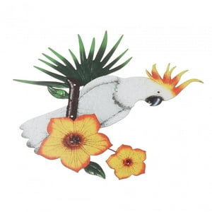 Genérico - Parrot Metal Wall Art Decors Jardín Esculturas Colgantes Blanco 28.5Cmx27.5Cm