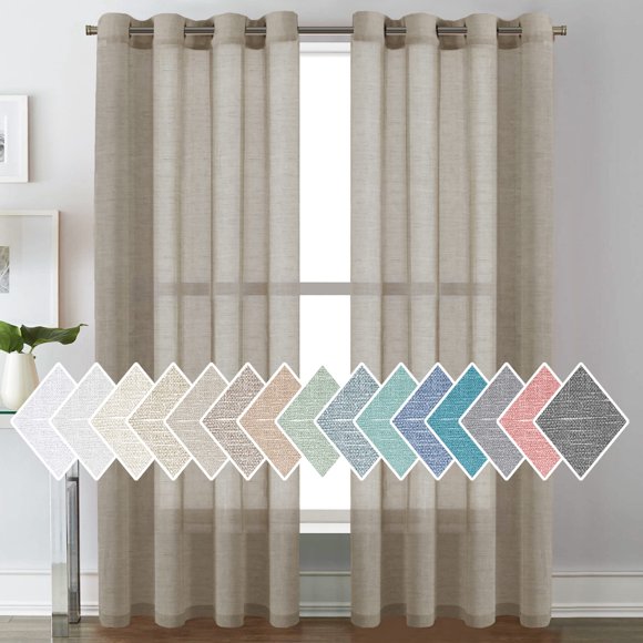Cortinas H.VERSAILTEX, mezcla de lino y lino, 213 x 132 cm, 2 paneles, color topo