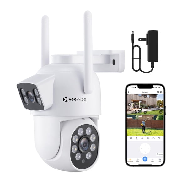Cámara de seguridad Yeewise de doble lente WiFi 6 PTZ para exterior