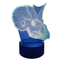 Lelumania - Lampara Ilusion 3D Dino Cabeza Triceratops De 7 Colores, Base Touch