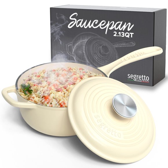 Cazo Segretto Cookware 2.13QT Blanco Hueso con Tapa