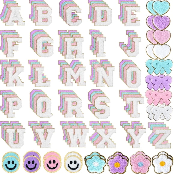 Parche adhesivo GAMYPET de letras de chenilla, 136 piezas para DIY