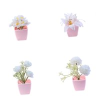 Bothyi - 4X Flores Artificiales En Macetas Plantas Falsas En Macetas Para Cocina Baño Boda Blanco