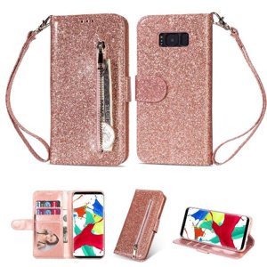 Funda Para Foxdock Elegante Funda Samsung Galaxy S8 Plus Glitter Con Cremallera-Ideal Para El Uso Diario