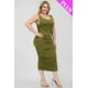 thumbnail image 3 of Saronite Vestido Midi Ajustado sin Mangas, Elástico, Fruncido y con Escote Cuadrado, Color Rama de Olivo (Talla Grande para Mujer), 3 of 5
