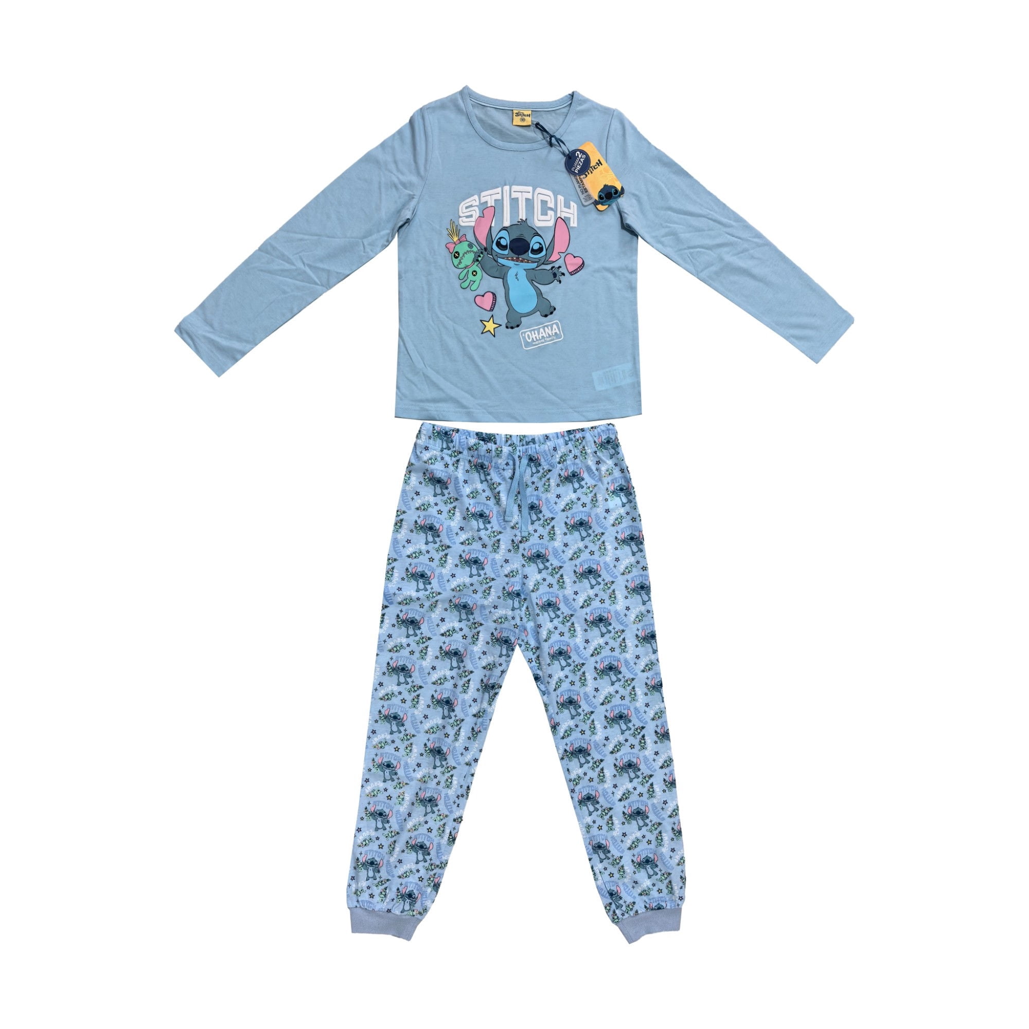 Disney - Pijama Niña Stitch Celeste Talla 16
