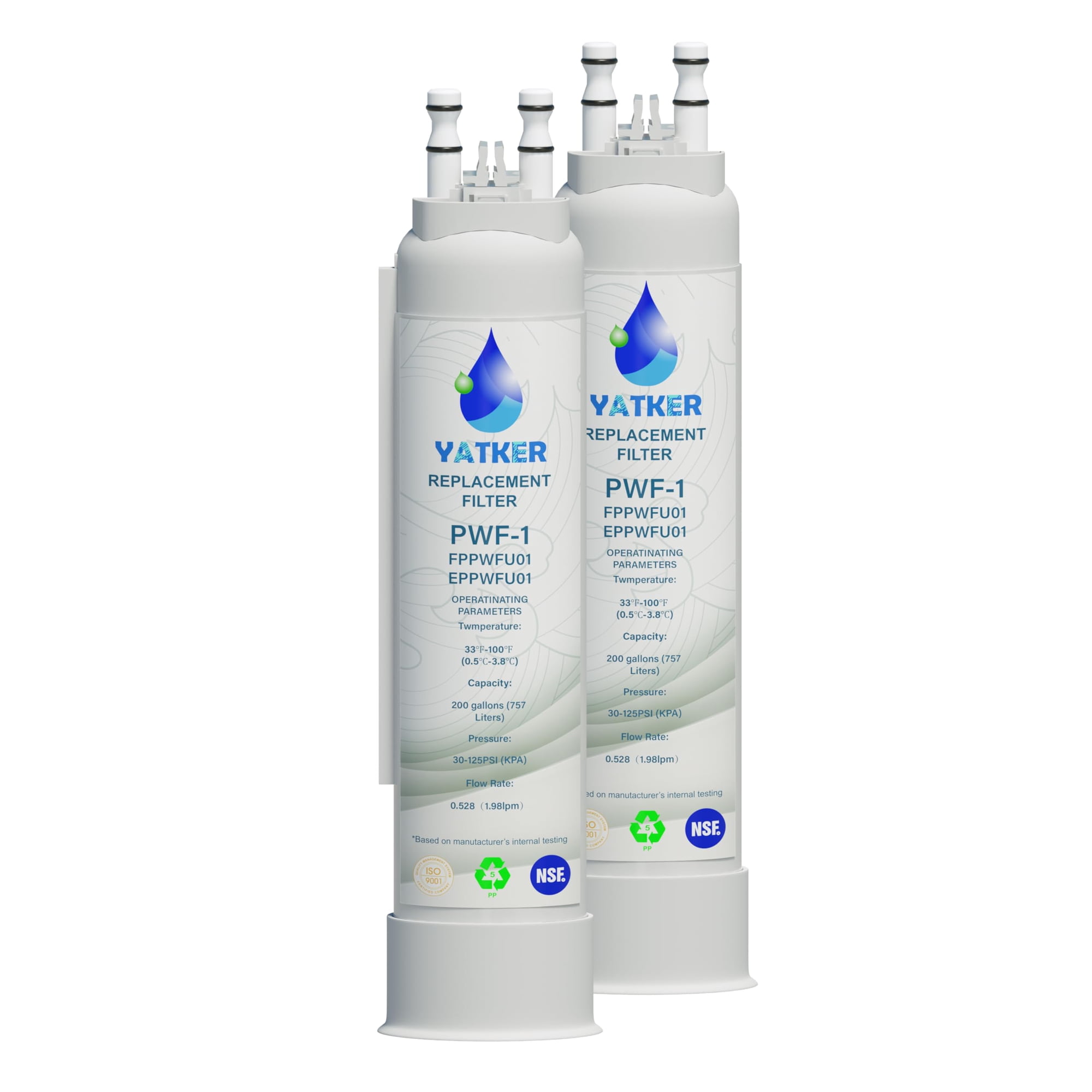 Filtro De Agua Yatker Pwf-1, Paquete De 2, Certificado Nsf