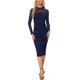 thumbnail image 2 of INSPIRE CHIC Vestido de Malla para Mujer Cuello Alto Manga Larga Fruncido Cóctel Vestidos Ajustados XS Azul Marino, 2 of 6