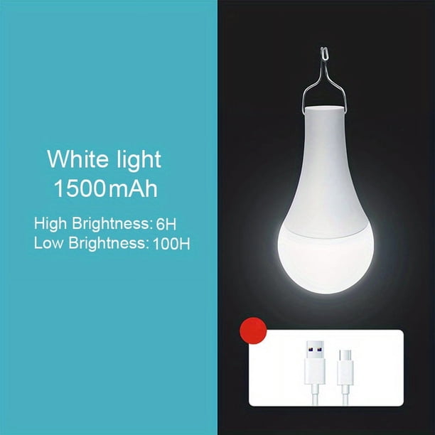 1pc Rechargeable Emergency LED Light Bulb With USB Charging, Camp Lamp,LED Bulbs Tent Light No Flicker With Hook For Outdoor, Fishing Hiking