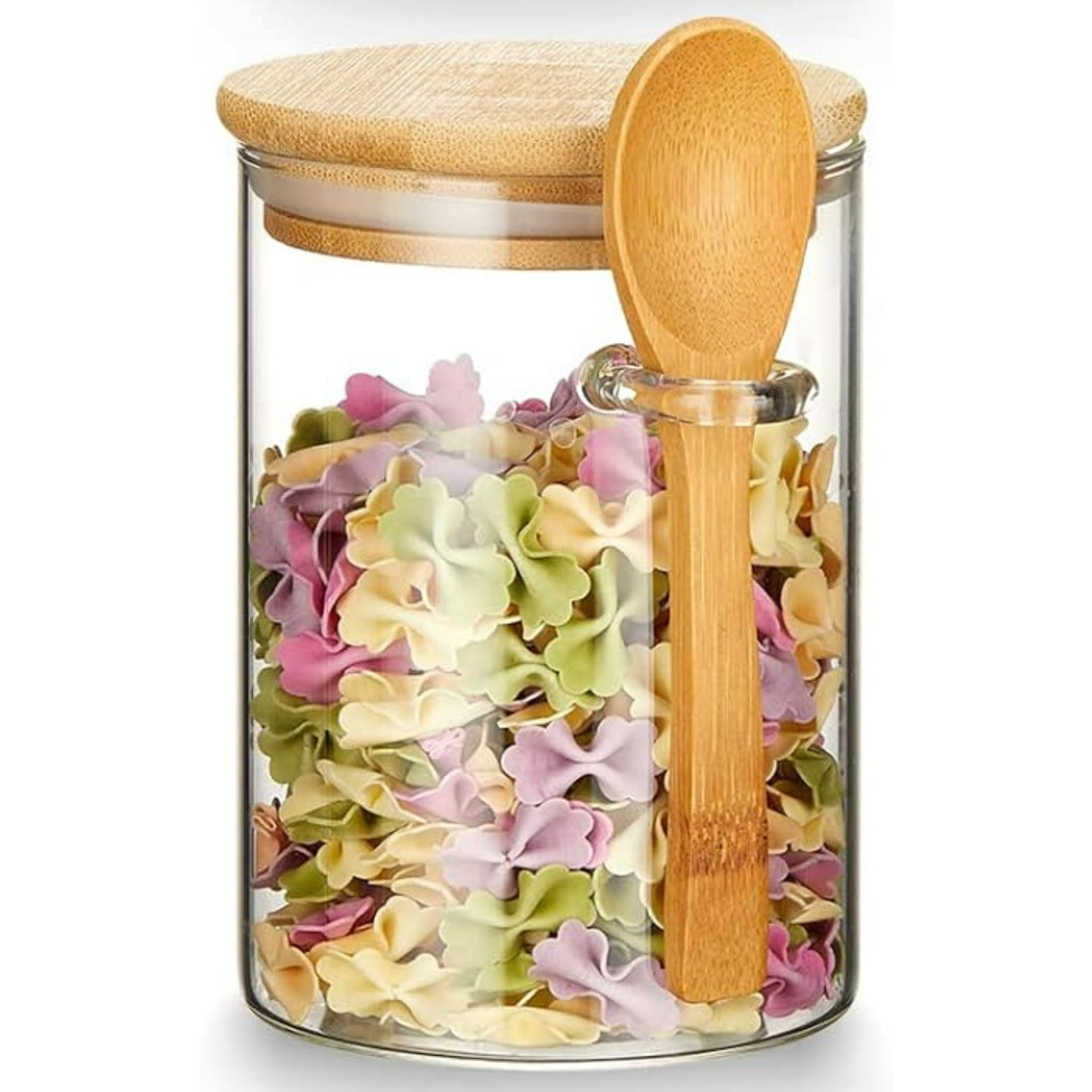 Mtm - Frasco Hermetico Vidrio Con Tapa Bambú + Cucharita 650ml