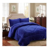 Aladdins Shop - Cobertor De Invierno De Plush Y Chiporro 2 Plazas Color Azul Rey