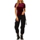thumbnail image 1 of INSPIRE CHIC Top de Fiesta de Terciopelo para Mujer Cuello Redondo Mangas Cortas Camiseta Casual M Burdeos, 1 of 8