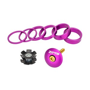 Ioensy - Herramienta De Instalación Del Espaciador De Auriculares De Bicicleta Arandela De Horquilla Delantera Juego De Arandelas De Horquilla De Bicicleta Púrpura