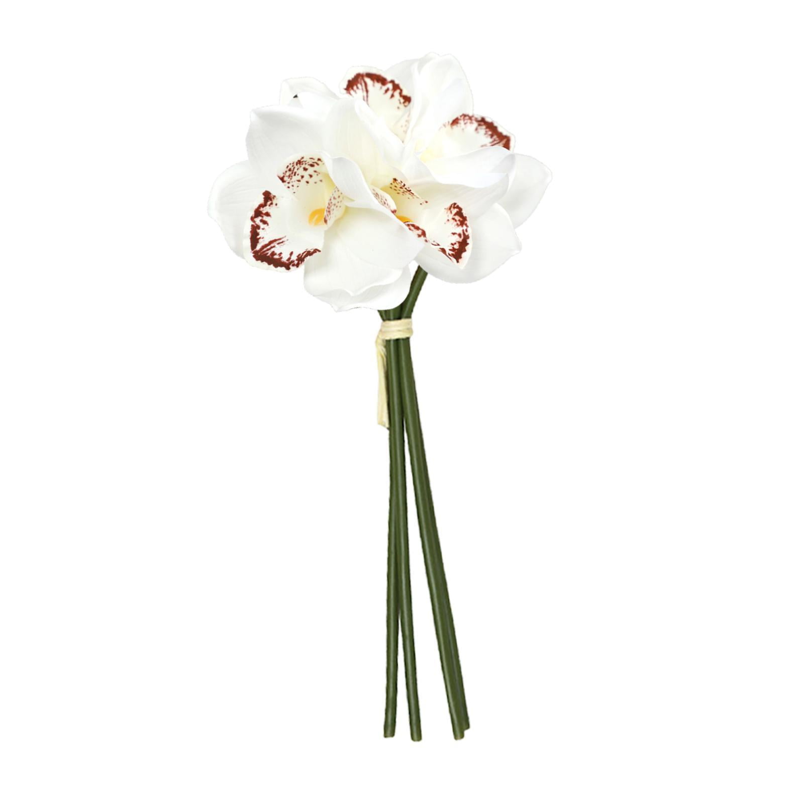 Magideal - Orquídea Realista Hidratante, Orquídea Cymbidium Artificial, Decoración De Tacto Real, Orquídea Cymbidium Falsa Para El Día De La Madre, Cumpleaños En Blanco