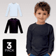 thumbnail image 1 of Pack 3 Camiseta Algodón Manga Larga Primera Capa Niño Polera Blanco y Negro, 1 of 8