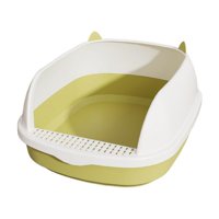 Magideal - Caja De Arena Para Gatos De Cara Alta, Bandeja De Arena Para Mascotas, Orinal Para Gatos, Orinal Semiabierto Portátil Profundo, Orinal Para Mascotas, Verde S