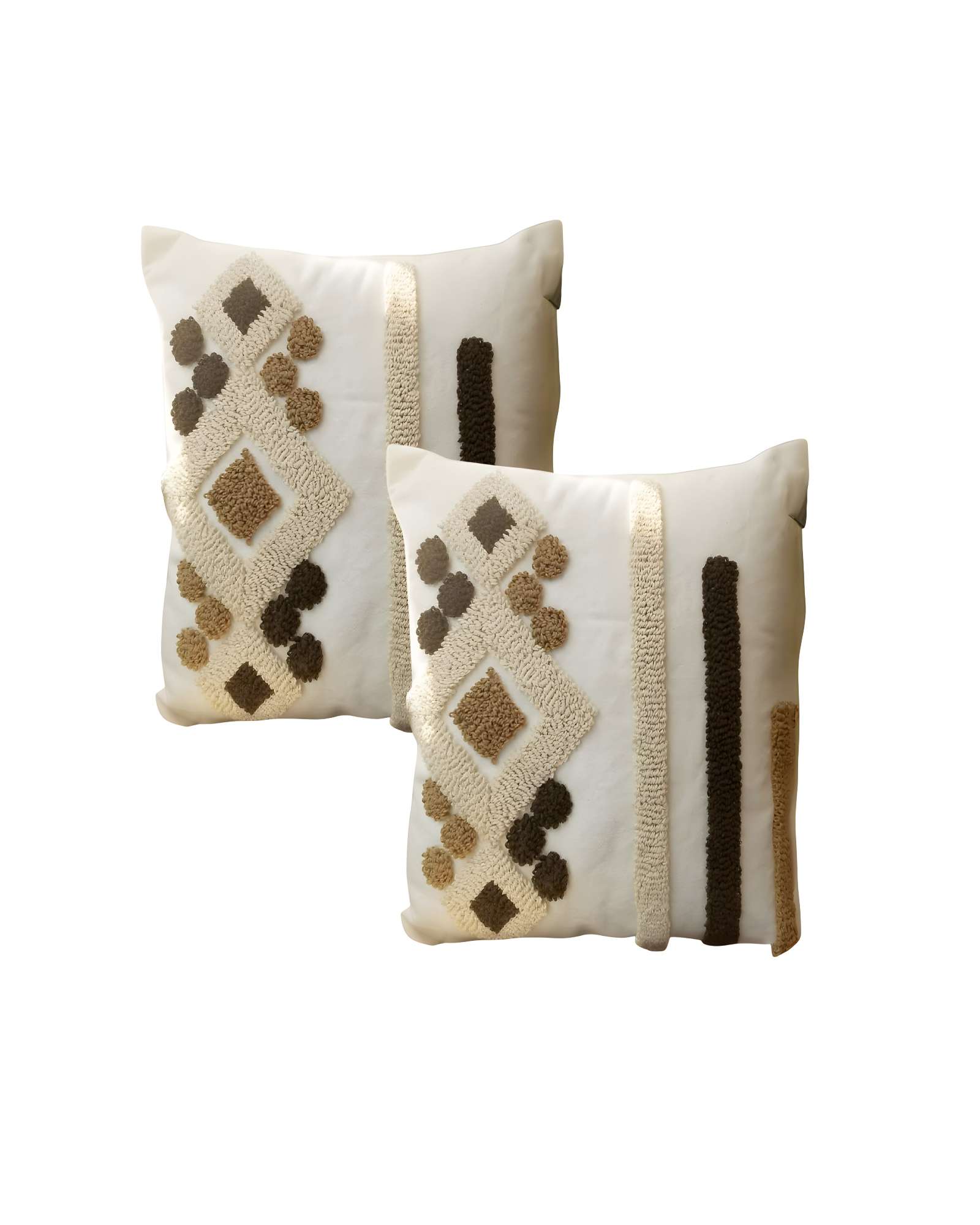 Genérico - Set De 2 Fundas De Cojin Tufting 45X45 Cm Beige 01