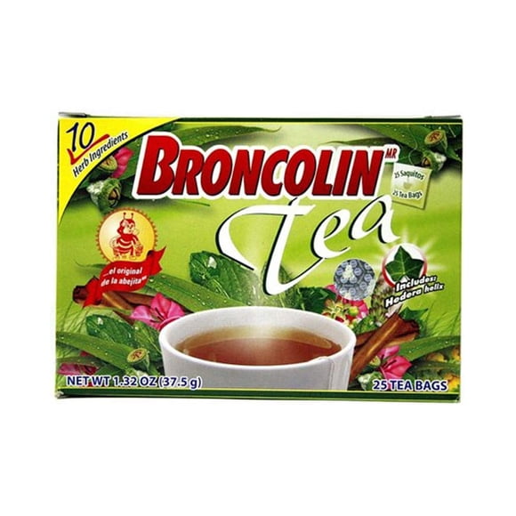 Té de hierbas Broncolin para aliviar la gripe, 25 bolsas, 39 ml, eucalipto
