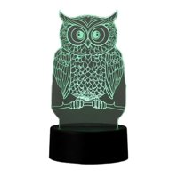 Lampara Ilusion 3D Búho De 7 Colores, Base Touch