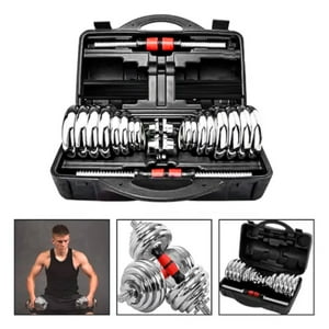 Set Mancuernas Cromo Boomfit Ajustables 30 Kg Maletín