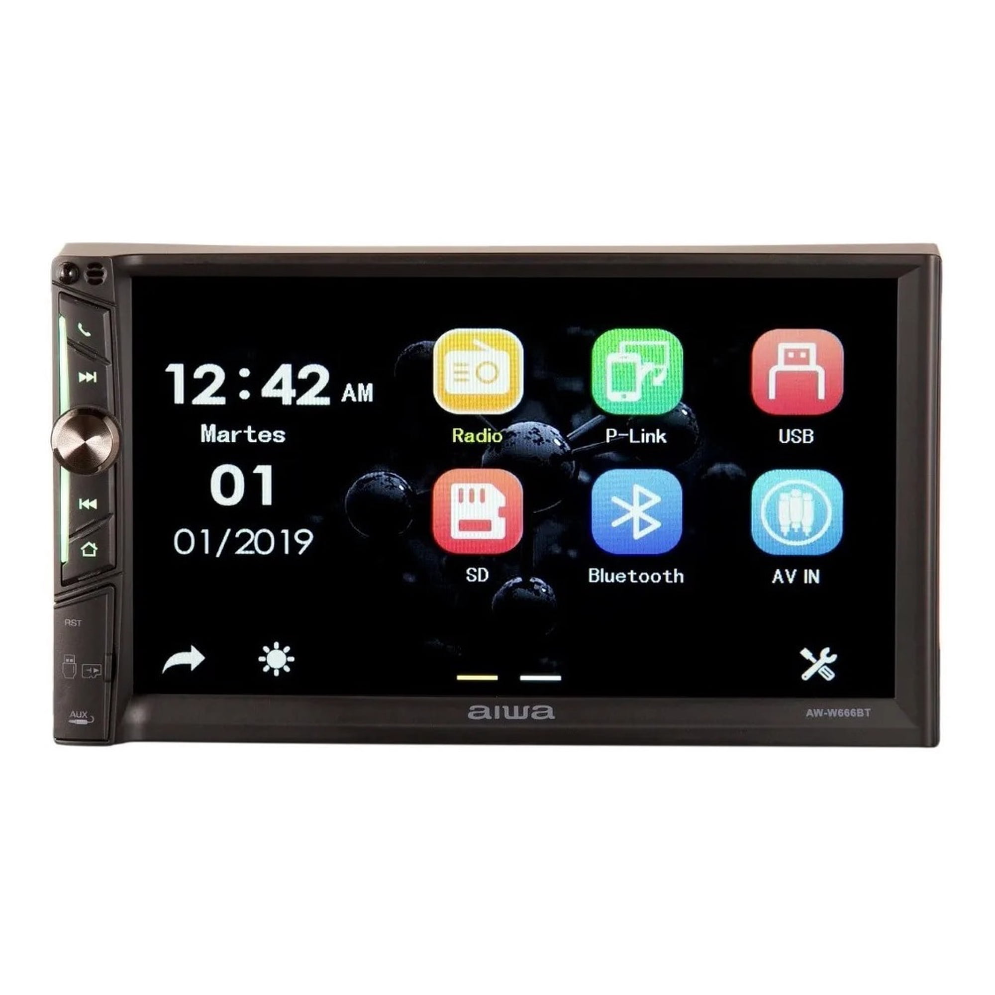 Radio Auto Doble Din Mp4 Touch Mirror Link Aiwa Aw666bt
