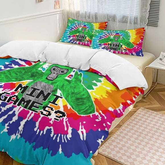 Tie Dye Mini Games Gorilla Tag Comforter Set Soft 3 Pcs Twin Bedding Sets Thicken for All Season